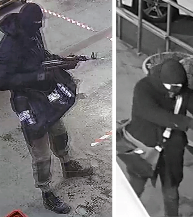 Fotos der drei gesuchten Männer, die von Überwachungsameras gemacht wurden