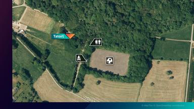 Karte vom Tatort in Oberdürenbach und dem nahen Bolzplatz mitten im Wald.