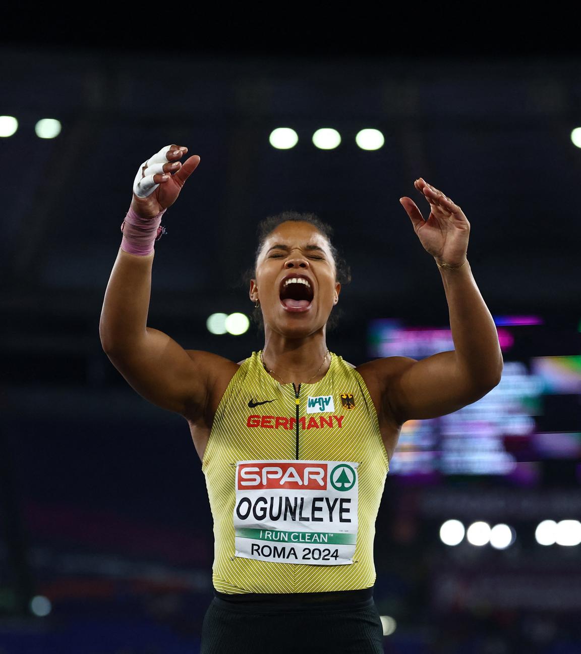 Yemisi Ogunleye bei der Leichtahletik EM 2024.