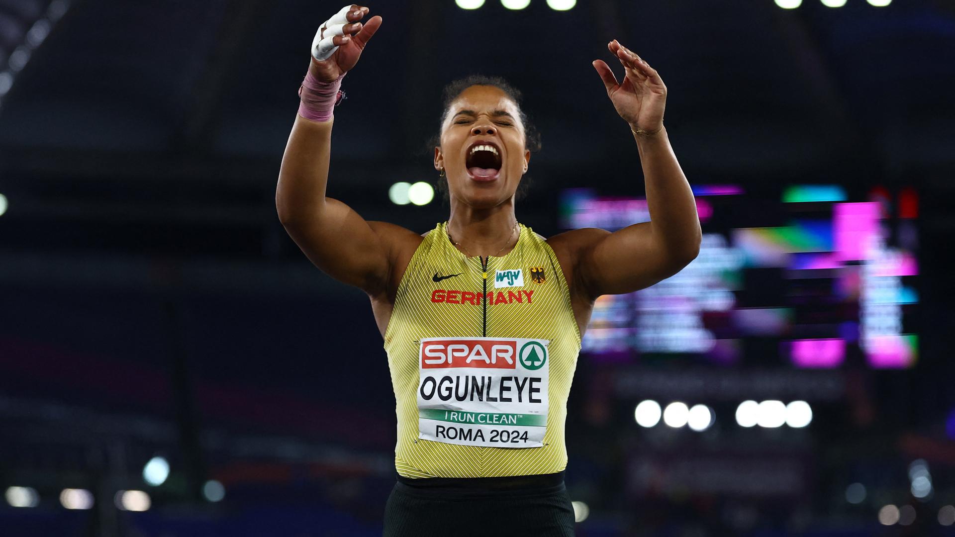 Yemisi Ogunleye bei der Leichtahletik EM 2024.