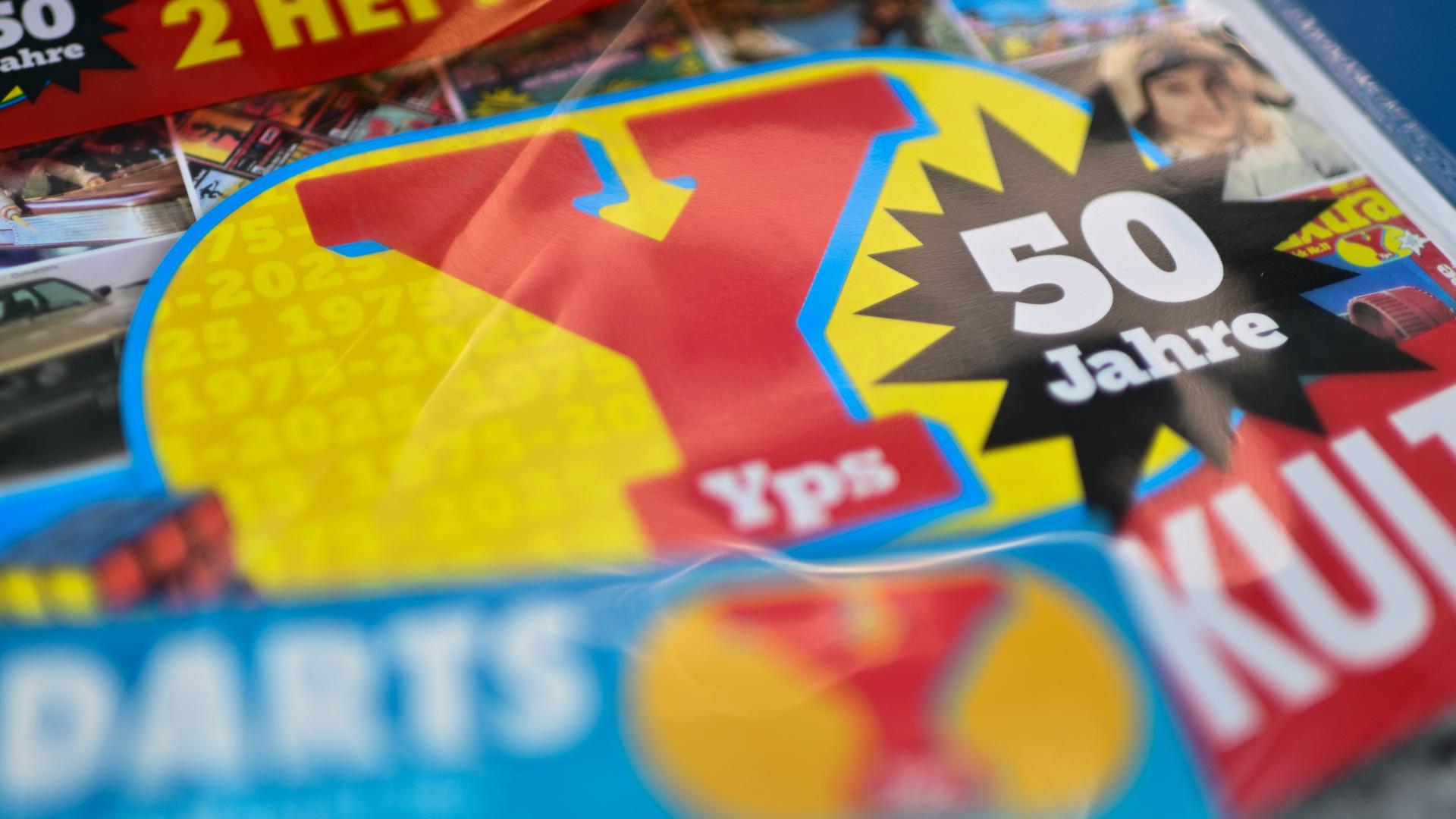 Das 50 Jahre Jubiläums-Set des Yps-Hefts. Zum 50. Geburtstag wird eine Sonderausgabe des Hefts am 04. September 2025 veröffentlicht.