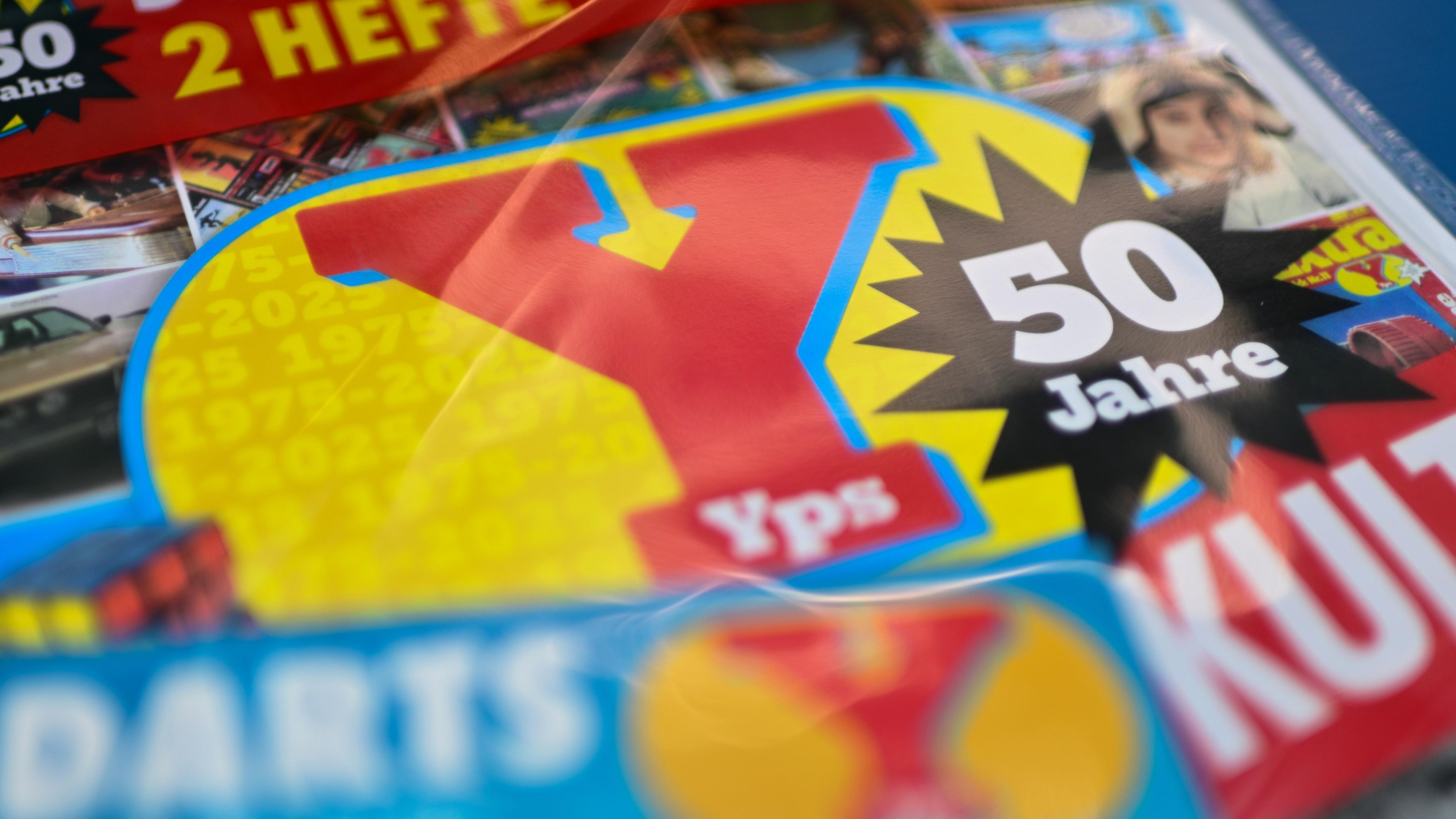 Das 50 Jahre Jubiläums-Set des Yps-Hefts. Zum 50. Geburtstag wird eine Sonderausgabe des Hefts am 04. September 2025 veröffentlicht.
