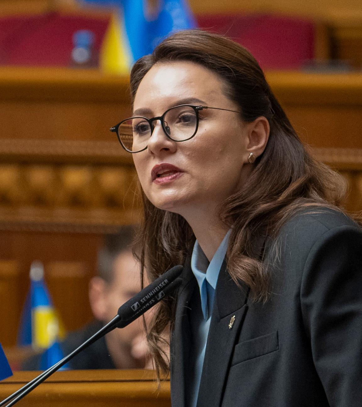 Yulia Svyrydenko nach ihrer Wahl zur neuen Premierministerin der Ukraine im Ukrainischen Parlament in Kyiv am 17.07.2025.