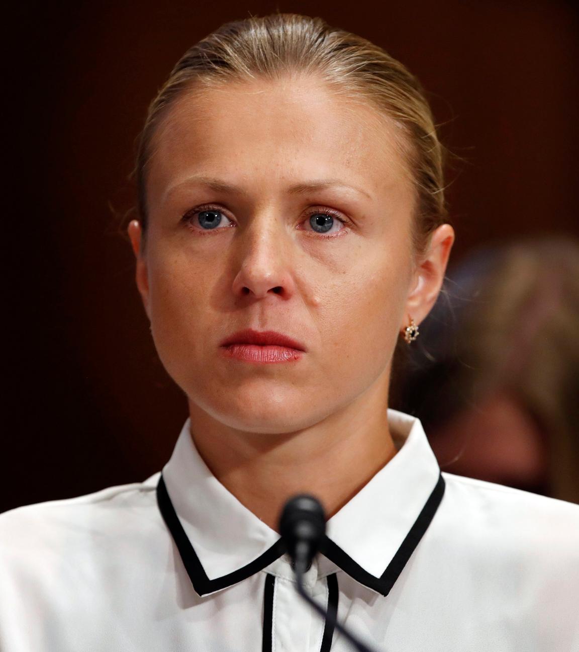 Die ehemalige russische Olympionikin und Anti-Doping-Whistleblowerin Yuliya Stepanova nimmt am Mittwoch, dem 25.07.2018, im Kapitol in Washington an einer Anhörung der Helsinki-Kommission über die Auswirkungen von Doping im internationalen Sport teil. 