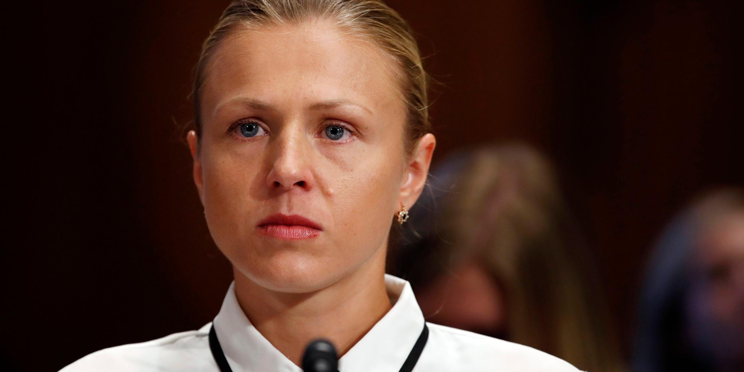 Die ehemalige russische Olympionikin und Anti-Doping-Whistleblowerin Yuliya Stepanova nimmt am Mittwoch, dem 25.07.2018, im Kapitol in Washington an einer Anhörung der Helsinki-Kommission über die Auswirkungen von Doping im internationalen Sport teil. 