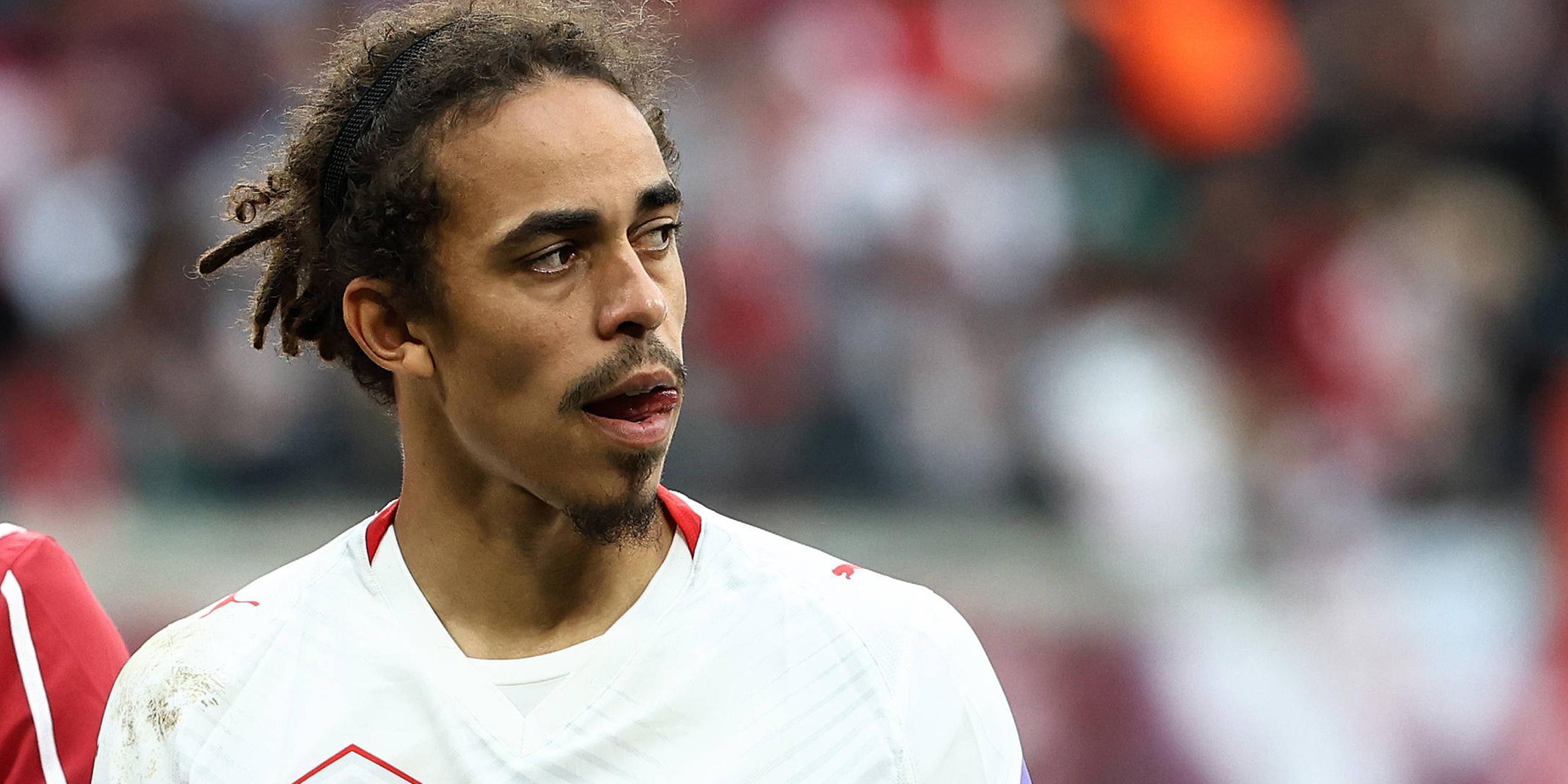 Yussef Poulsen von RB Leipzig zeigt sich enttäuscht nach Niederlage gegen den VfB Stuttgart am 17.05.2025.