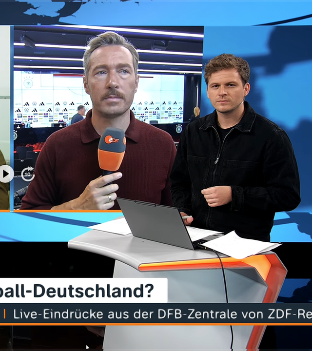 Studio ZDFheute live zur Antritts-Pressekonferenz von Bundestrainer Jürgen Klopp mit Moderator und Gästen. 