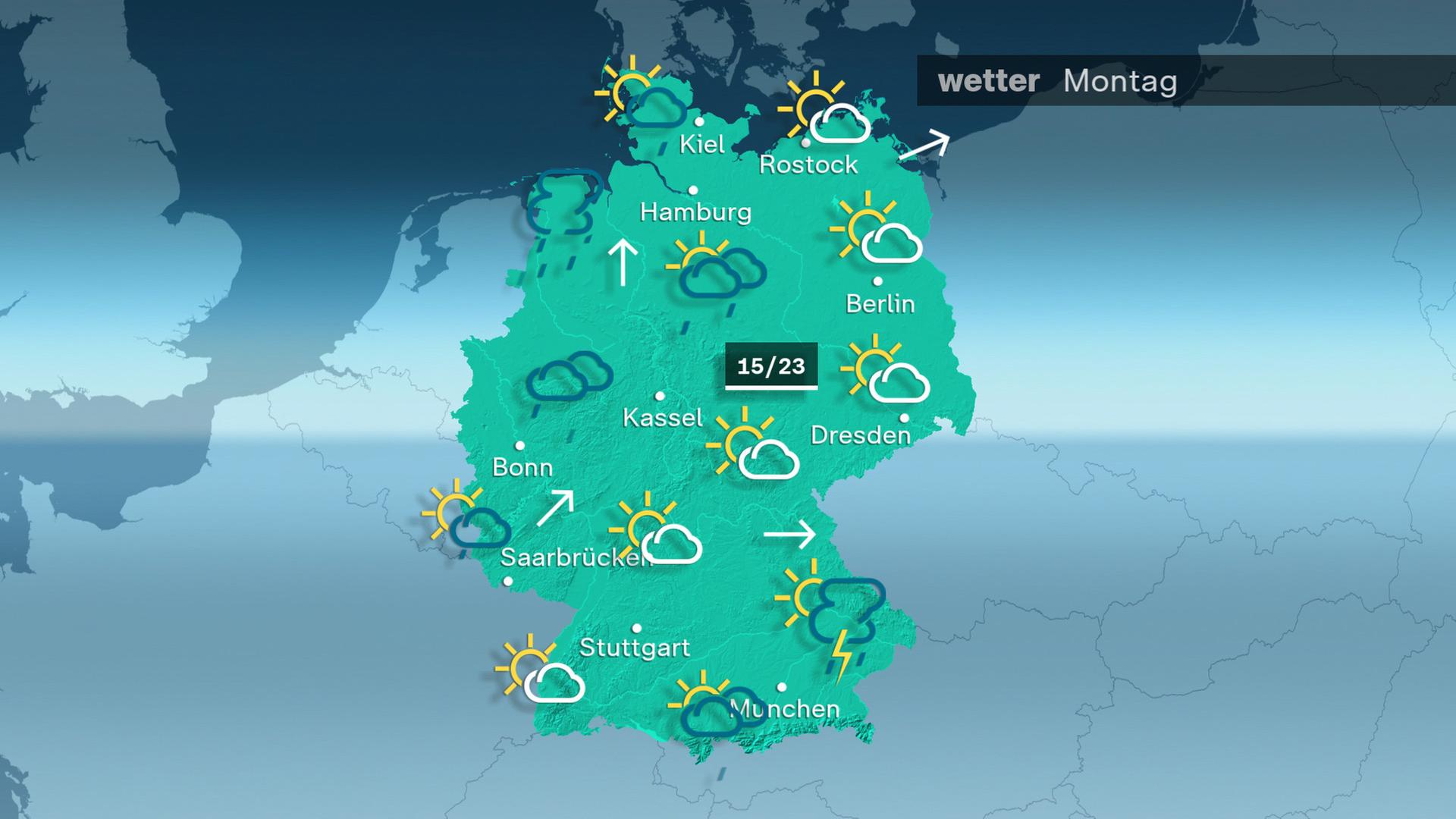 Wetter für Montag, 10.6.2024