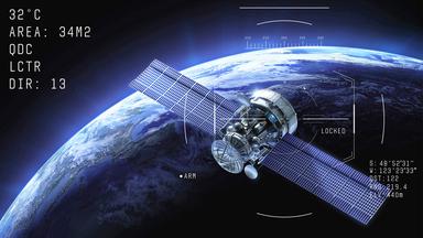 Satellit über der Erde aus dem Weltraum.