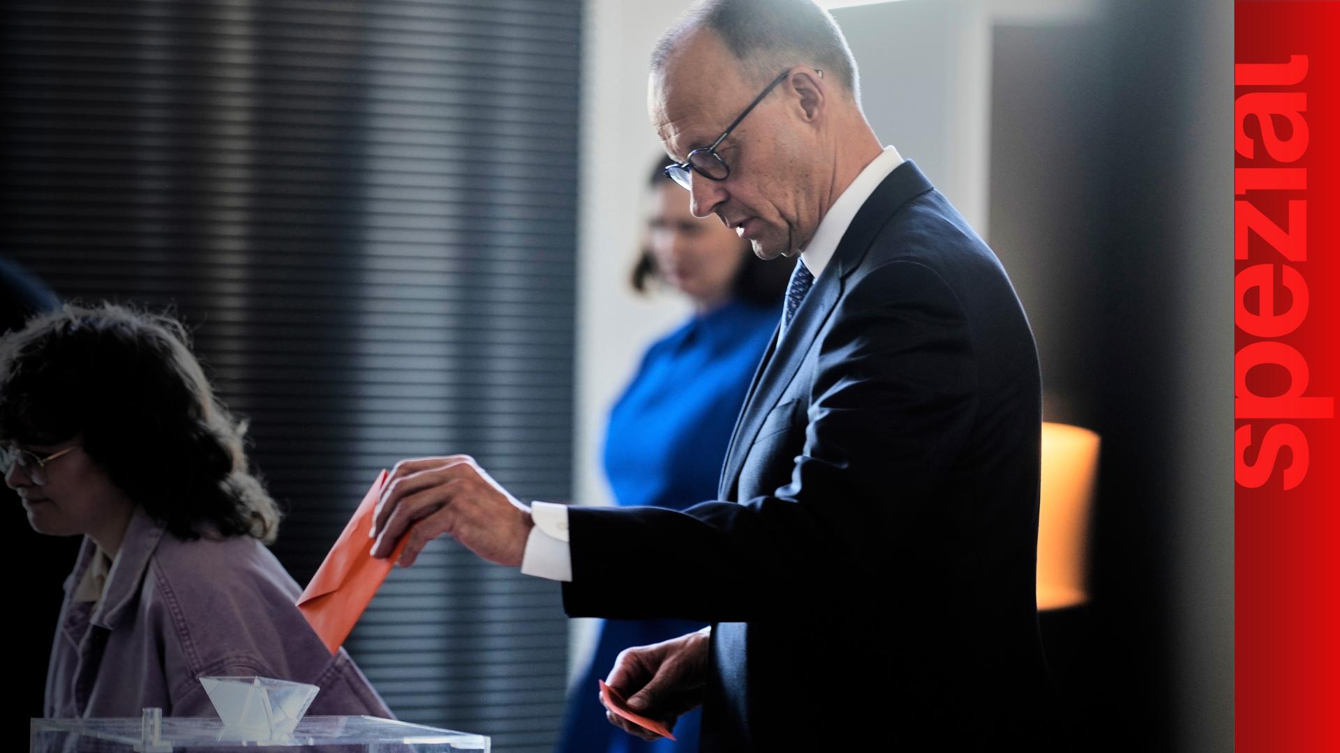 Friedrich Merz gibt seine Stimme bei der Kanzlerwahl ab