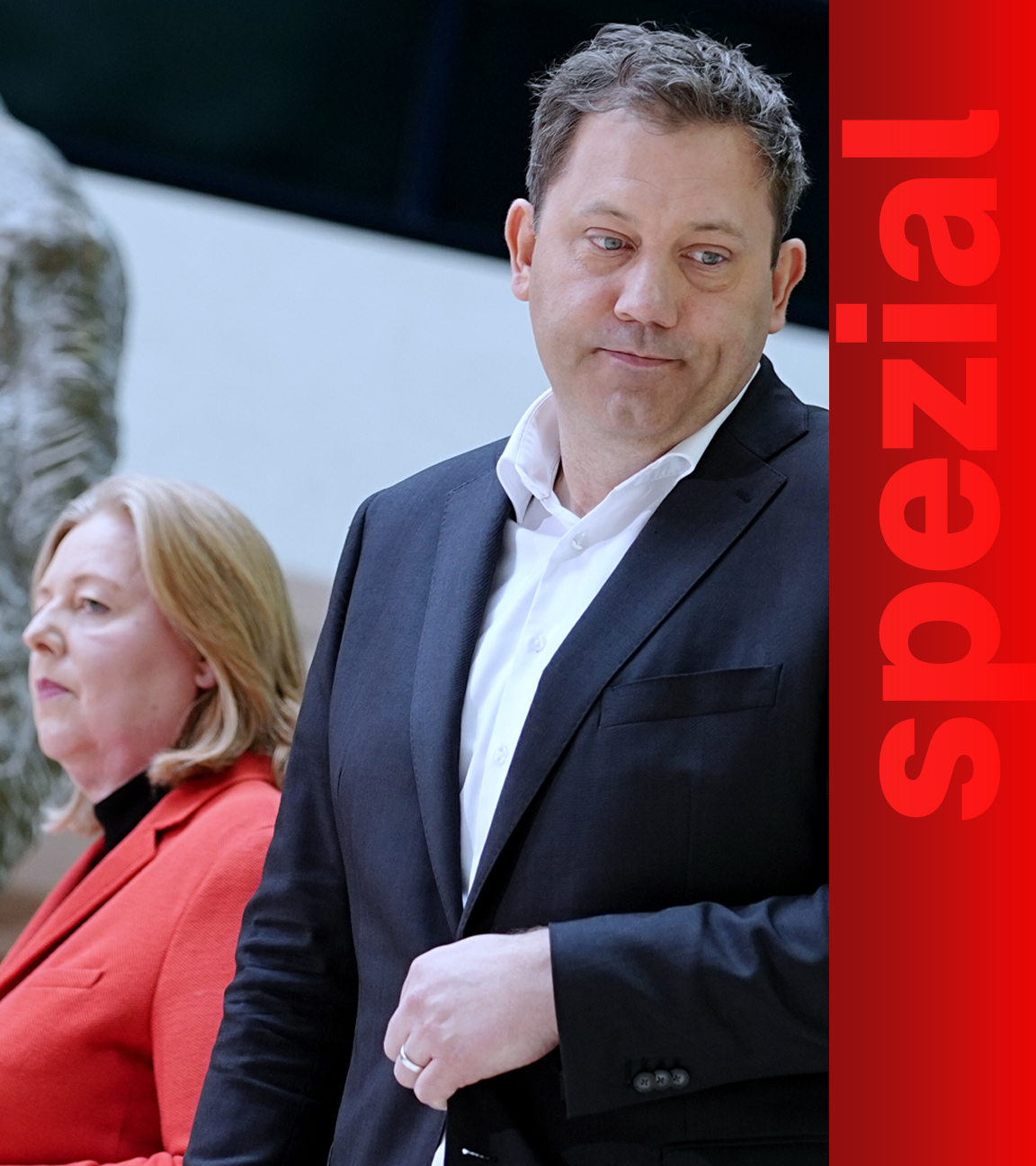 Die SPD-Parteivorsitzenden Bärbel Bas und Lars Klingbeil nach der Wahl in Rheinland-Pfalz
