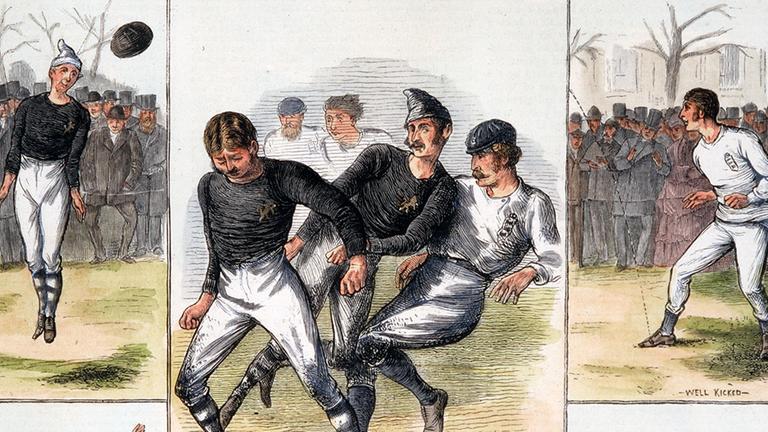 Zeichnungen vom ersten Fußball-Länderspiel zwischen England und Schottland 1872