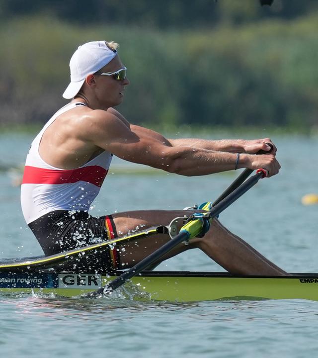 01.08.2026, Italien, Varese: Ruder-Europameisterschaft: Oliver Zeidler aus Deutschland in Aktion.