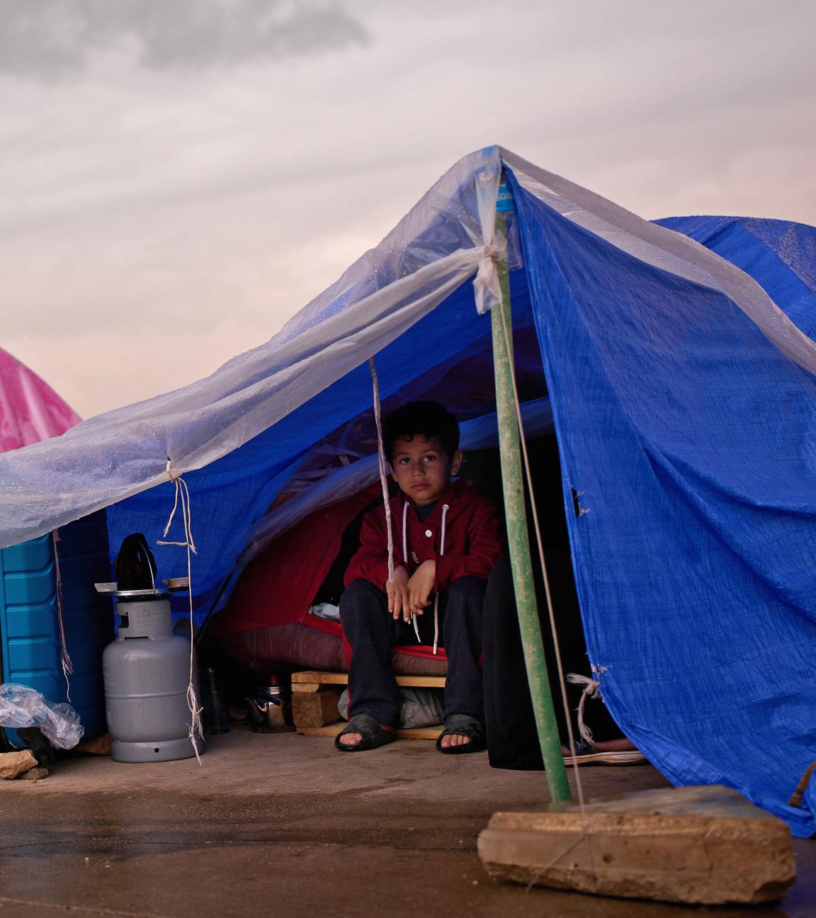 Zelten von Binnenflüchtlinge in Beirut (Libanon), aufgenommen am 26.03.2026