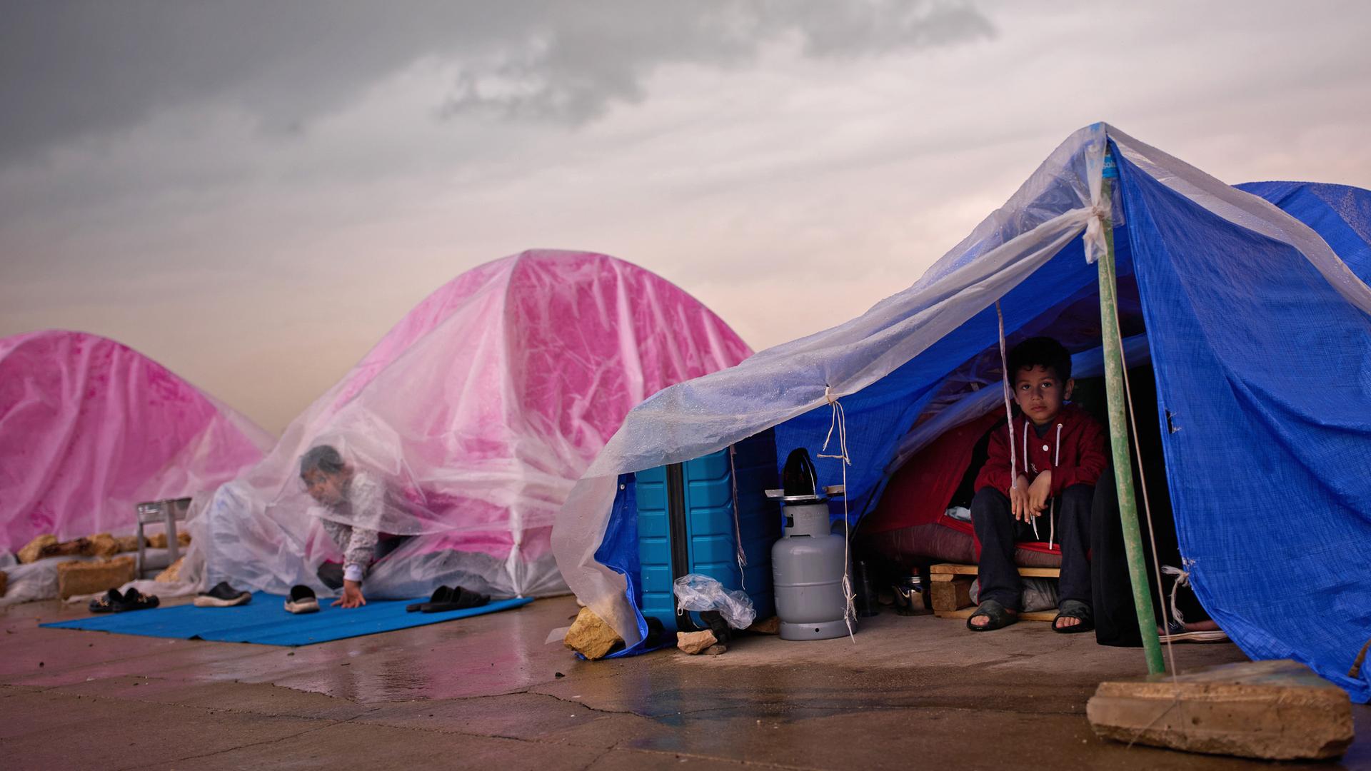 Zelte von Binnenflüchtlingen in Beirut (Libanon), aufgenommen am 26.03.2026