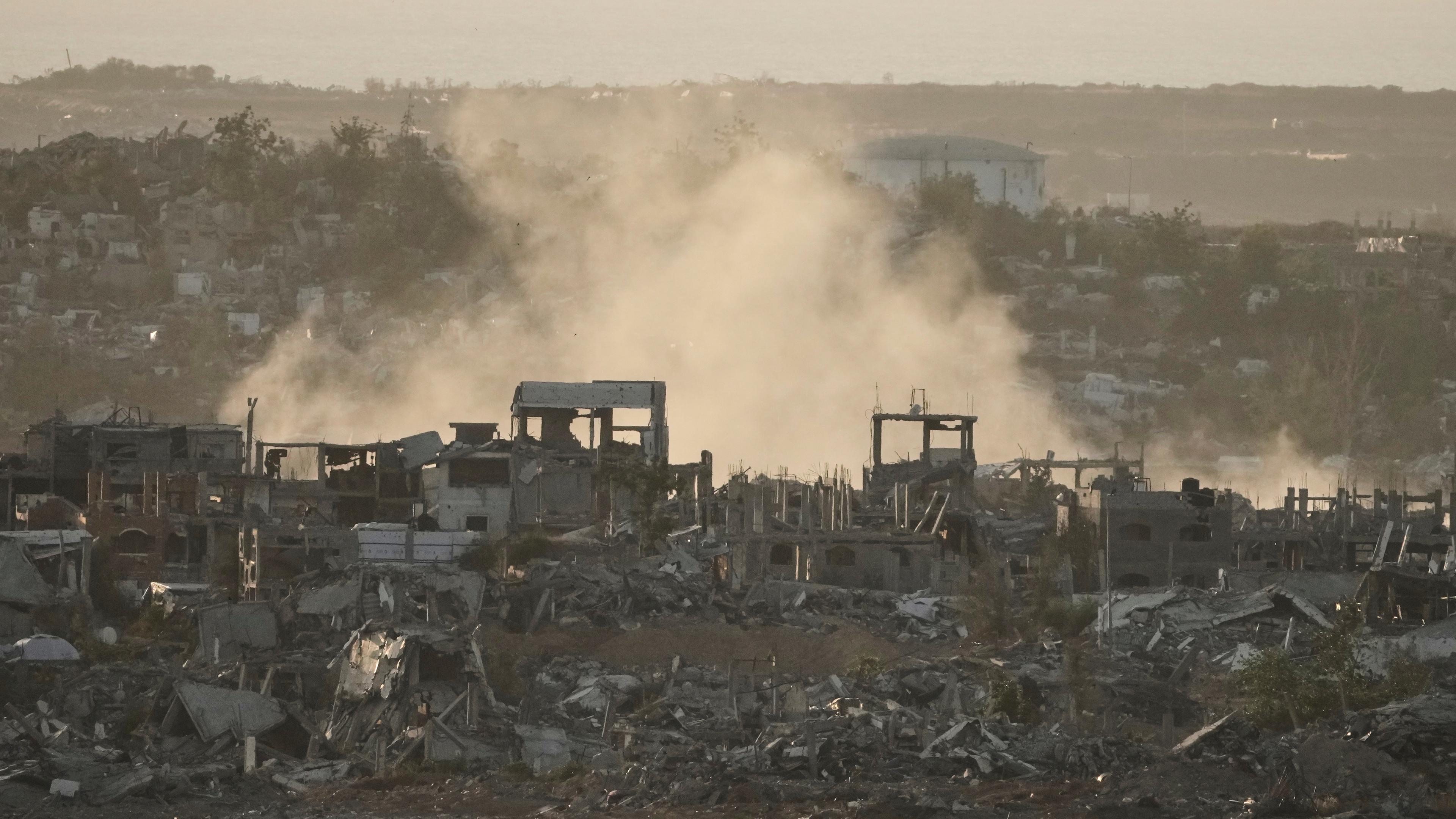 Eine zerstörte Landschaft im Gazastreifen.
