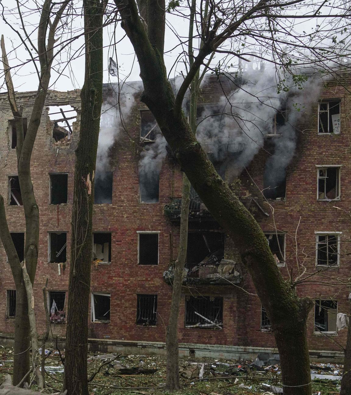 Zerstörte Gebäude in Kiew