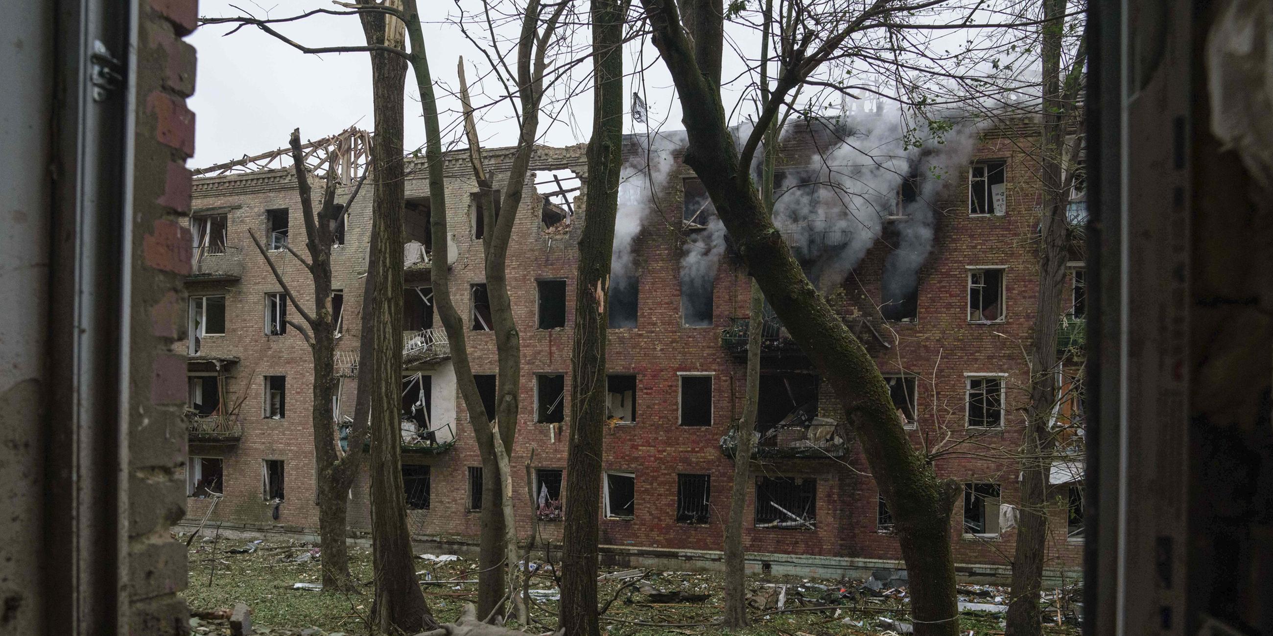 Zerstörte Gebäude in Kiew