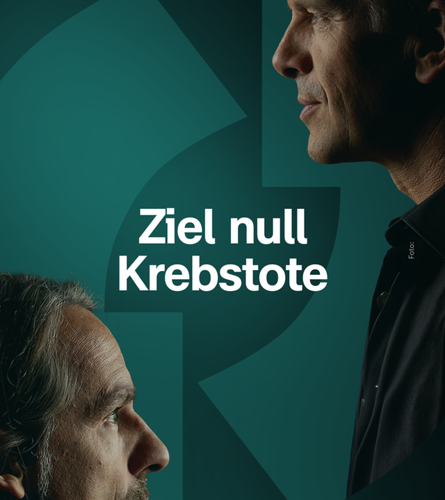 Der Titel "Ziel null Krebstote" ist in der Mitte geschrieben. Im Seitenprofil sind Richard David Precht (links) und Markus Lanz (rechts) abgebildet.