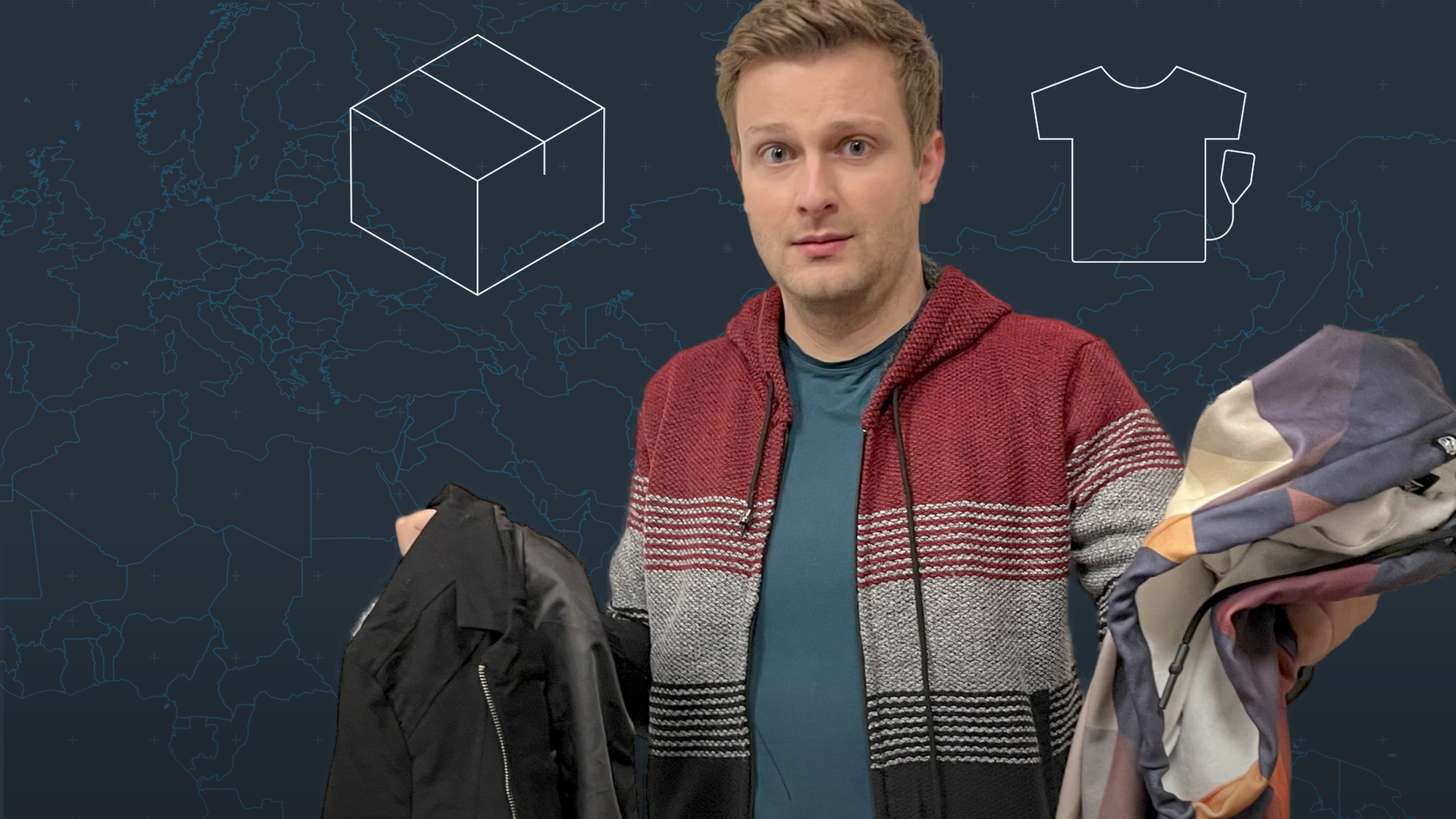 ZoomIN-Reporter Lucas Eiler mit bestellter Kleidung