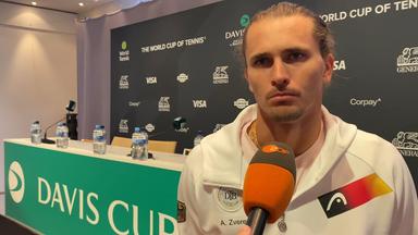 Tennisspieler Alexander Zverev im Interview nach seinem ersten Davis-Cup-Match