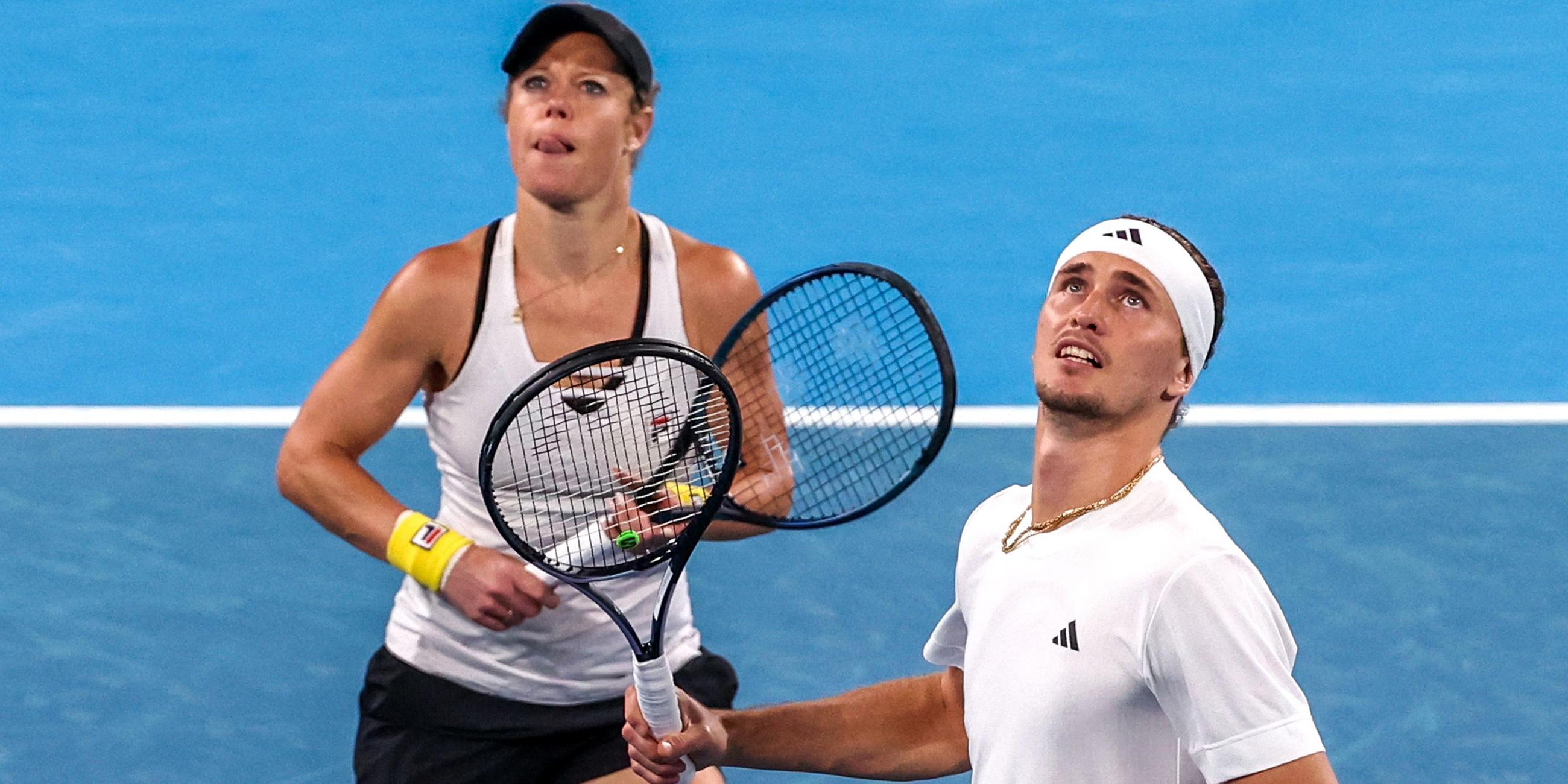 Alexander Zverev und Laura Siegmund im Spiel gegen Matthew Ebden und Storm Hunter beim United Cup Tennis Event in Sydney, Australien.